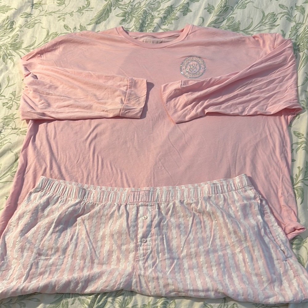 Victoria's Secret Light Pink Striped Pajama Set